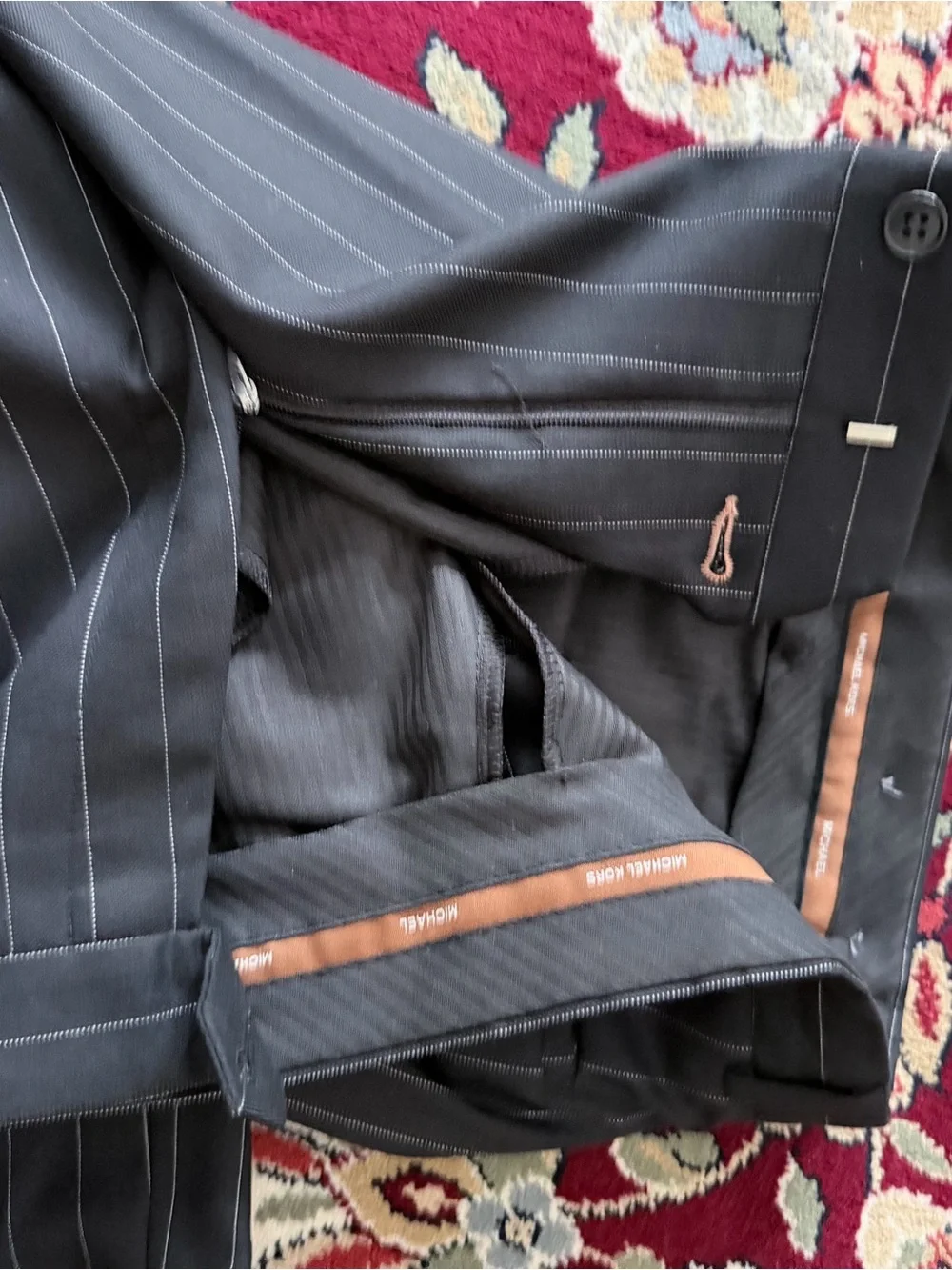 MICHAEL Michael Kors Black Pinstripe Two-Button Suit